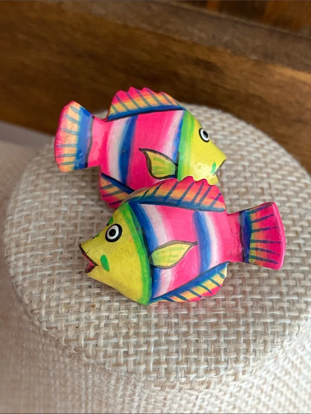 Hand-Painted Yellow & Pink Fish Earrings